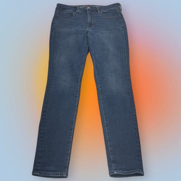 AMERICAN EAGLE Women’s 8 Long SUPER HIGH RISE JEGGING Blue Jeans - Picture 2 of 7